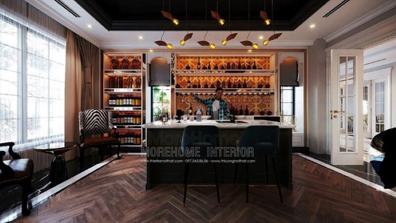 Thiết kế quầy bar đẹp, sang trọng tại nhà. Thiết kế nội thất
