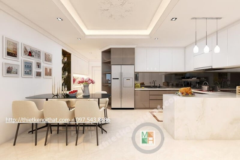 Thiết kế nội thất phòng ăn chung cư hiện đại