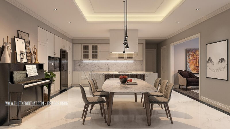 Thiết kế nội thất phòng ăn chung cư hiện đại
