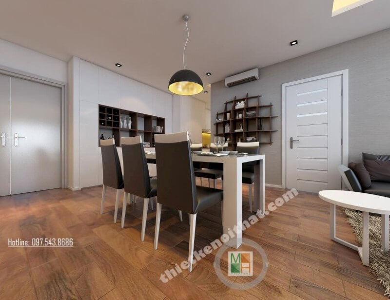 Thiết kế nội thất phòng ăn chung cư hiện đại