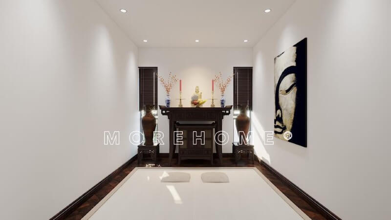 Thiết kế nội thất gỗ tự nhiên cao cấp cho phòng thờ phong cách Á Đông sang trọng