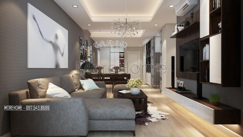 Trang trí nội thất phòng khách chung cư cao cấp theo phong cách hiện đại Mẫu nội thất chung cư đẹp