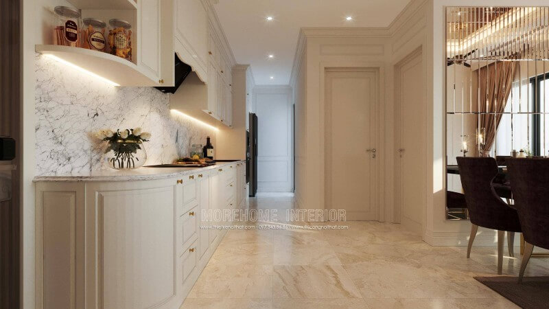 Thiết kế nội thất phòng bếp căn hộ xu hướng độc đáo - công ty thiết kế nội thất Morehome